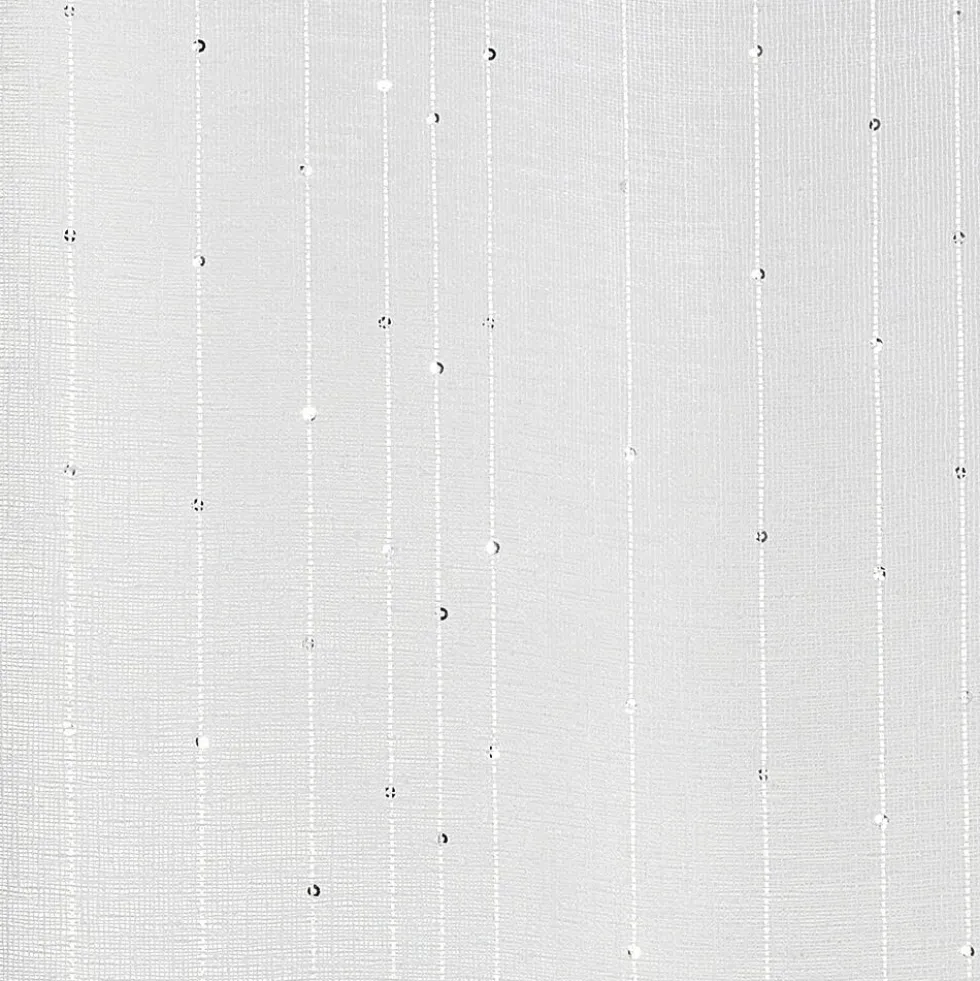 Voilage à oeillets rayures verticales effet sequin blanc