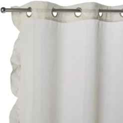 Voilage à oeillets 140x240cm contour à volant polyester beige