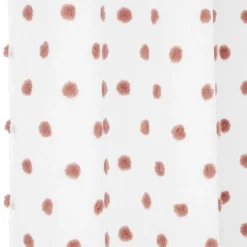 Voilage polyester à pompon 140x240cm blanc et rose