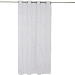 Voilage polyester à pompon 140x240cm blanc et orange