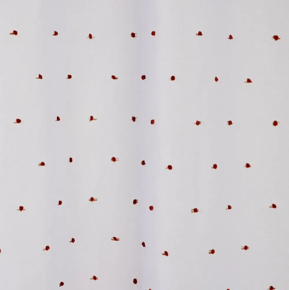 Voilage polyester à pompon 140x240cm blanc et orange