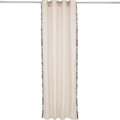 Voilage polyester 140x240cm bordure pompons noir