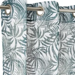 Voilage polyester 140x240cm imprimé feuillage blanc et vert
