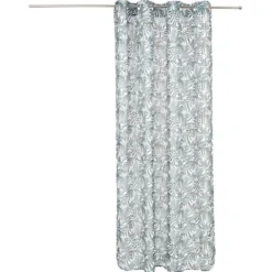 Voilage polyester 140x240cm imprimé feuillage blanc et vert