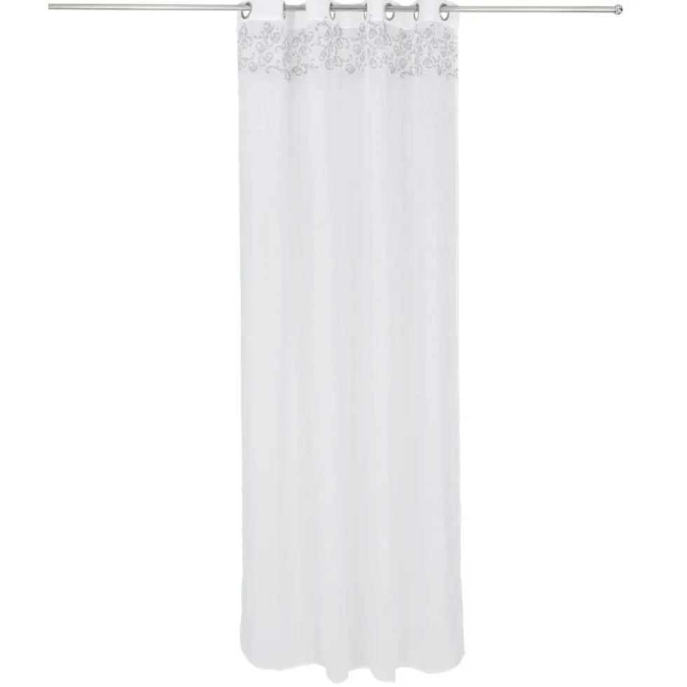Voilage polyester 140x240cm imprimé gris et blanc