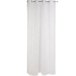 Voilage pompons 8 oeillets blanc