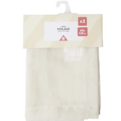 Voilage uni 60x120cm 1 paire (2 modèles blanc ou beige)