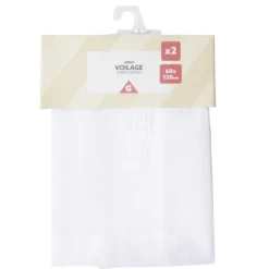 Voilage uni 60x120cm 1 paire (2 modèles blanc ou beige)